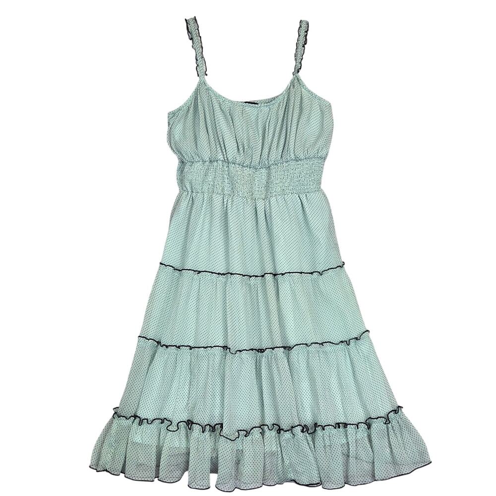 Women’s Mint Green Spotted Sundress with Ruffle Tiers